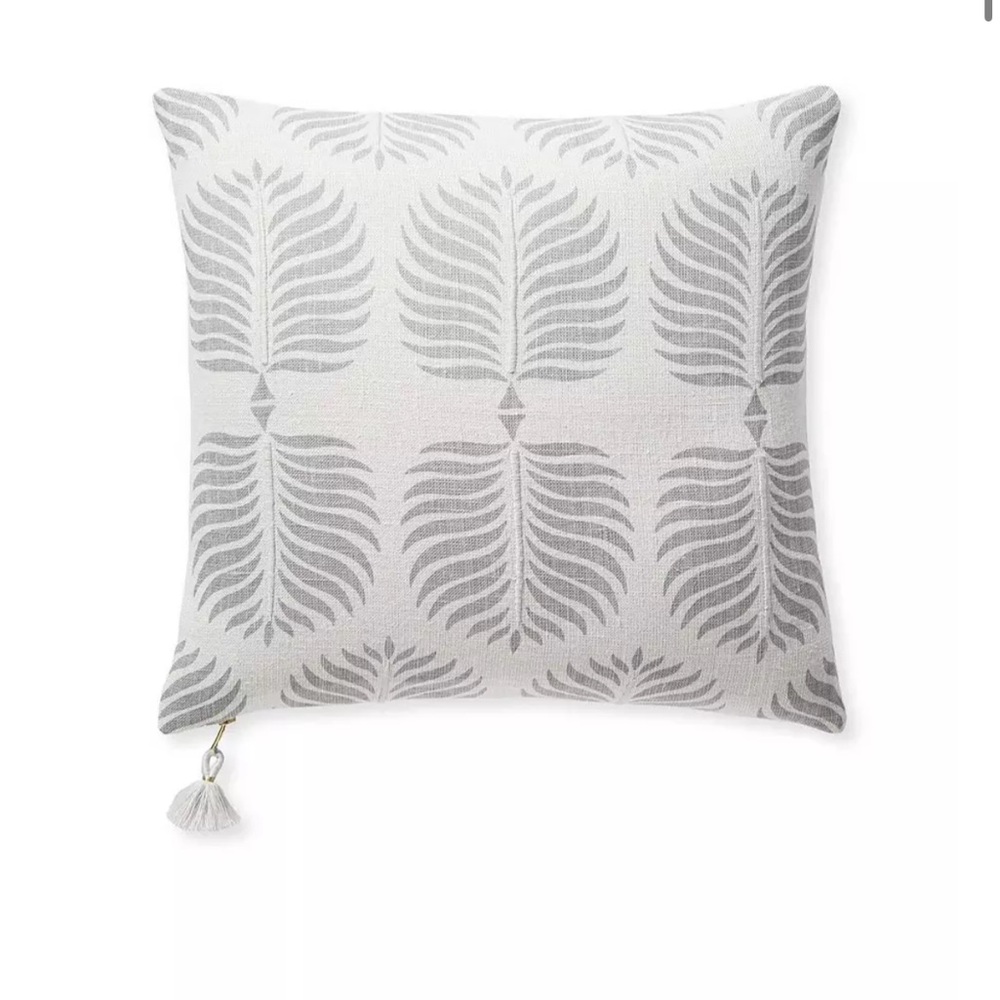 Serena & Lily Silver Granada palm Leaf Pattern Pillow